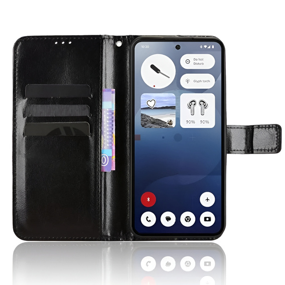 Klapkové puzdro pre Nothing Phone 3 5G, Crazy Horse Wallet, čierne