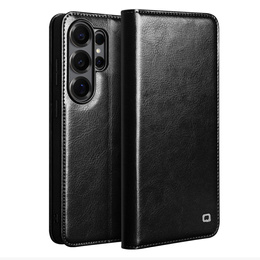 Kožené puzdro Qialino s klopou Peňaženka pre Samsung Galaxy S26 Ultra, čierna