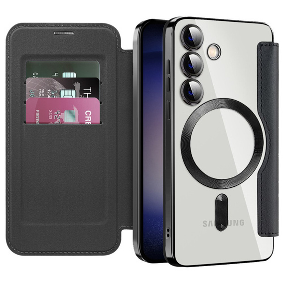 Klapkové puzdro pre Samsung Galaxy S24+ Plus, RFID Wallet MagSafe CamShield, čierne