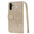 Klapkové puzdro pre Samsung Galaxy A56 5G, Wallet Zipper Pocket Glittery, zlaté