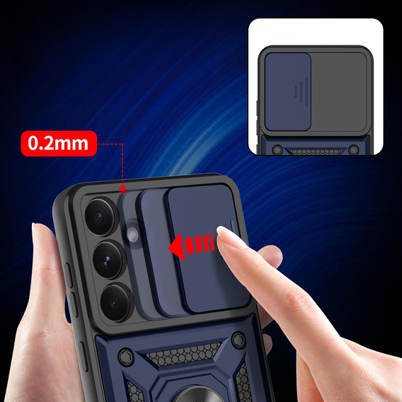 Pancierované puzdro pre Samsung Galaxy A56, CamShield Slide, modré + tvrdené sklo 9H