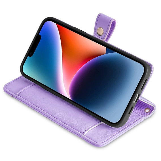Klapkové puzdro pre iPhone 15 Pro Max, Wallet Zipper Pocket, fialové