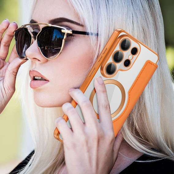 RFID peňaženka MagSafe flipové puzdro s ochranou fotoaparátu pre Samsung Galaxy S26 Ultra