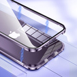 Puzdro pre iPhone 15, Magnetic Dual Glass, fialové