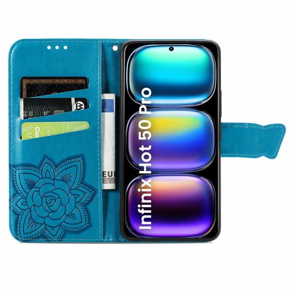 Klapkové puzdro pre Infinix Hot 50 Pro 4G, Butterfly, modré