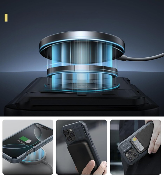 Obrnené puzdro pre iPhone 16 Pro Max, Dexnor CamProtect MagSafe, modré (dva rámčeky)