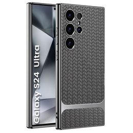 Puzdro pre Samsung Galaxy S24 Ultra, GKK Woven Leather, sivé