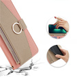 Flipové puzdro pre Samsung Galaxy A56 5G, Wallet Zipper Pocket, so zrkadlom, ružové