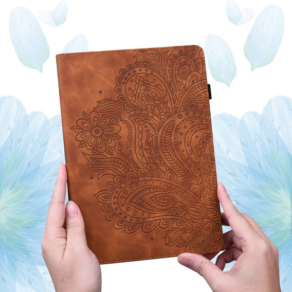 Puzdro s chlopňou pre Xiaomi Redmi Pad SE 11", flower, hnedé