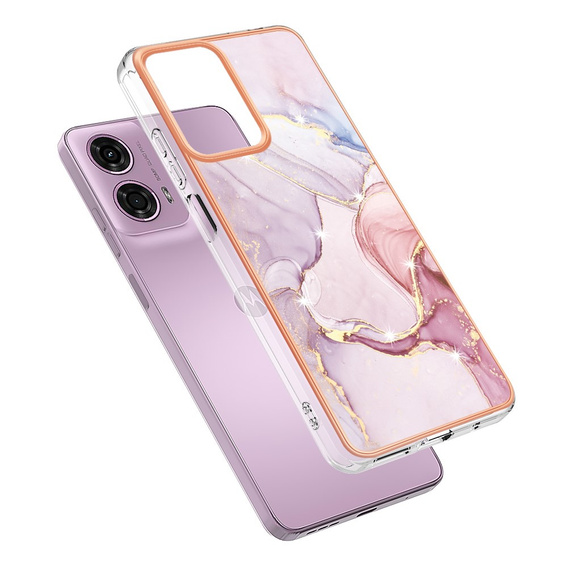 Ochranné puzdro pre Motorola Moto G24 / G24 Power / G04, Marble Slim Case, ružové