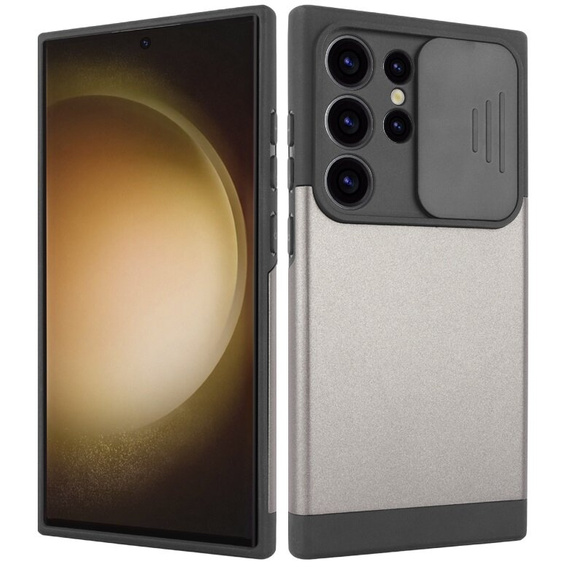 Obal na mobil pre Samsung Galaxy S24 Ultra, ERBORD MagProtect Slide Camera, sivé gunmetal