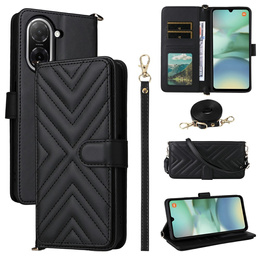 Puzdro s chlopňou pre Xiaomi Redmi A5, Crossbody Leather Wallet, čierne