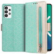 Klapkové puzdro pre Samsung Galaxy A53 5G, Wallet Pocket Zipper Lace, zelený