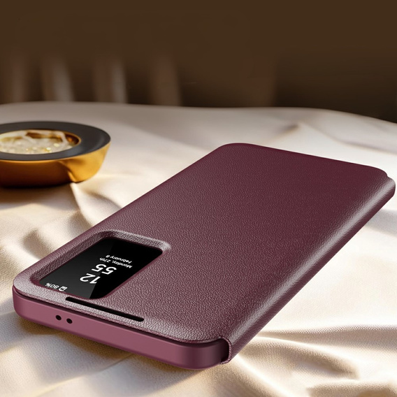 Flipové puzdro pre Samsung Galaxy S25 Edge, Smart View Wallet, bordové