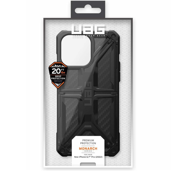 Puzdro Urban Armor Gear pre iPhone 14 Pro Max, Monarch, carbon čierne