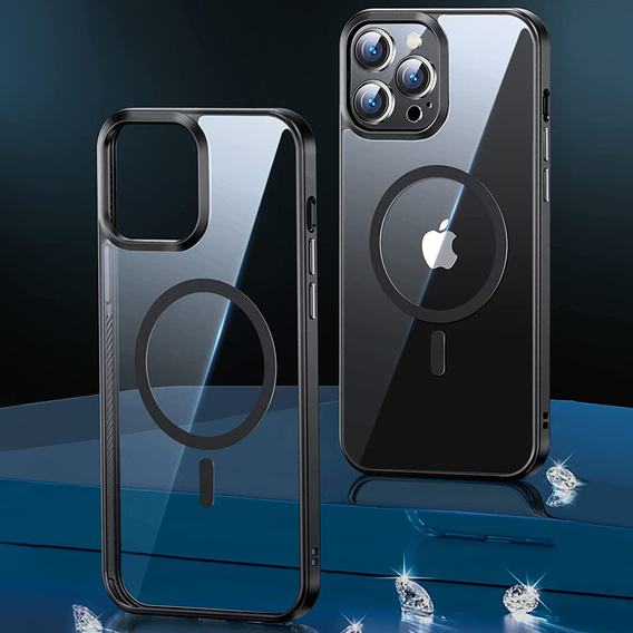 Obal na mobil pre iPhone 14 Pro, ERBORD Hybrid MagSafe Case, čierne