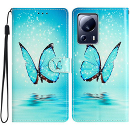 Klapkové puzdro pre Xiaomi 13 Lite, Wallet, butterfly, modré