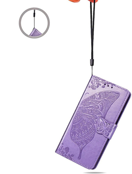 Klapkové puzdro pre Oppo A80, Butterfly, fialové