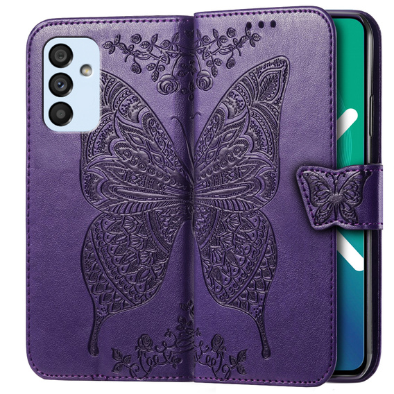 Klapkové puzdro pre Samsung Galaxy M23 5G / M13, Butterfly, fialové