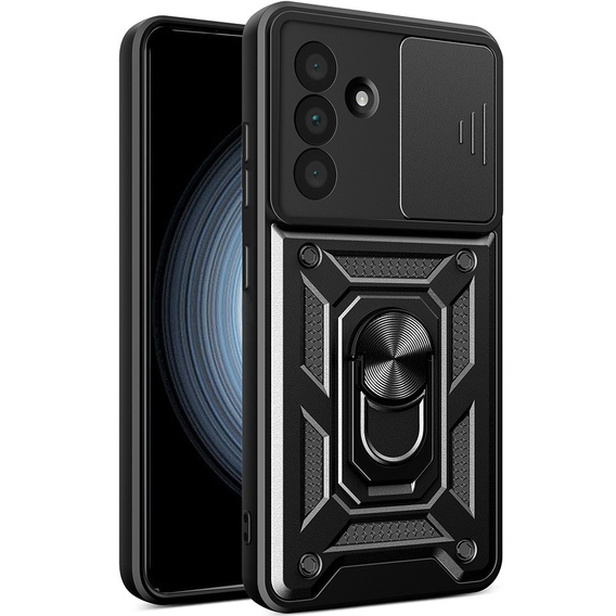 Pancierované puzdro pre Samsung Galaxy A56, CamShield Slide, čierne + tvrdené sklo 9H