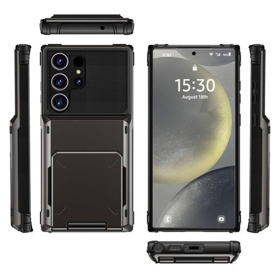Puzdro pre Samsung Galaxy S25 Ultra, Card Holder Kickstand, čierne