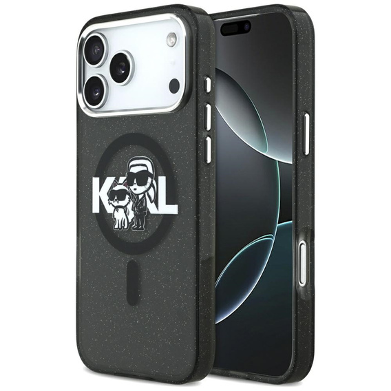 Karl Lagerfeld IML Glitter Karl & Choupette Sketch Logo MagSafe puzdro pre iPhone 17 Pro Max