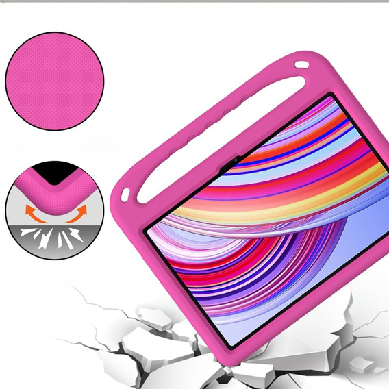 Detské puzdro pre Xiaomi Redmi Pad Pro / Xiaomi Poco Pad, s rukoväťou, ružové
