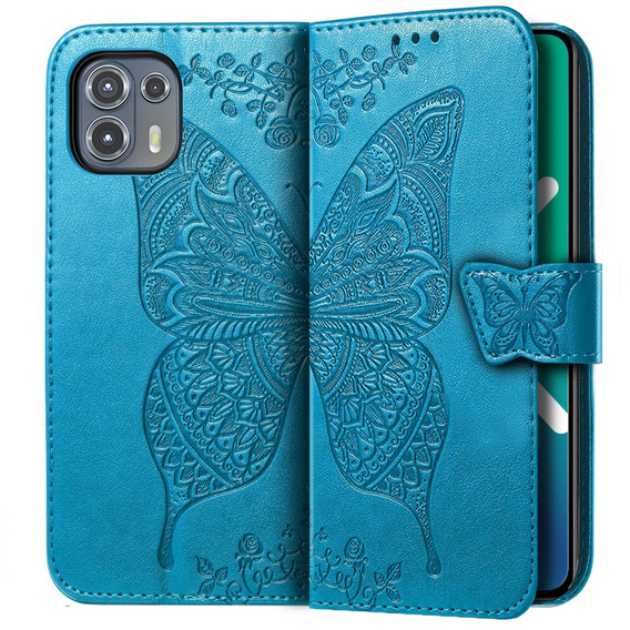 Klapkové puzdro pre Motorola Edge 20 Lite, Butterfly, modré