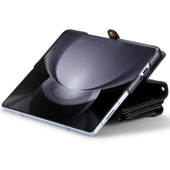 Puzdro CASEME pre Samsung Galaxy Z Fold6 5G, RFID Leather Wallet, s popruhom cez rameno, čierne