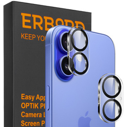 Tvrdené sklo na fotoaparát pre iPhone 16 / 16 Plus, čierne