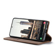 CASEME puzdro pre Samsung Galaxy S22 5G, Leather Wallet Case, káva
