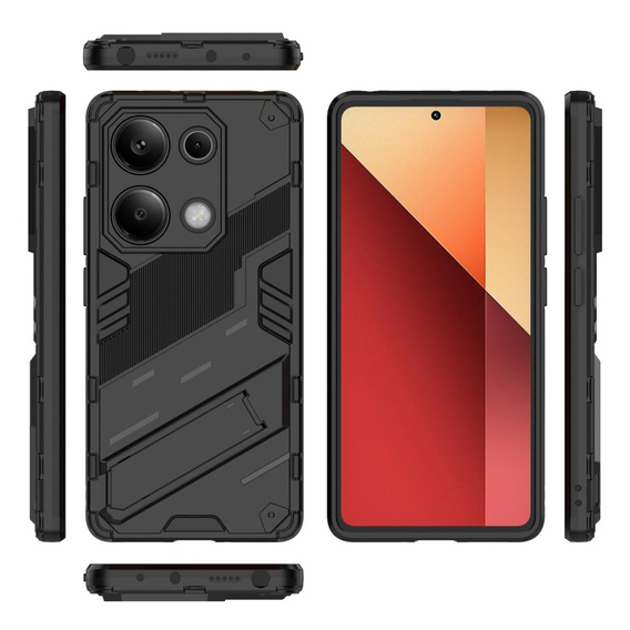 Puzdro pre Xiaomi Redmi Note 13 Pro 4G / Xiaomi Redmi Note 14S / Xiaomi Poco M6 Pro 4G, Military kickstand, čierne