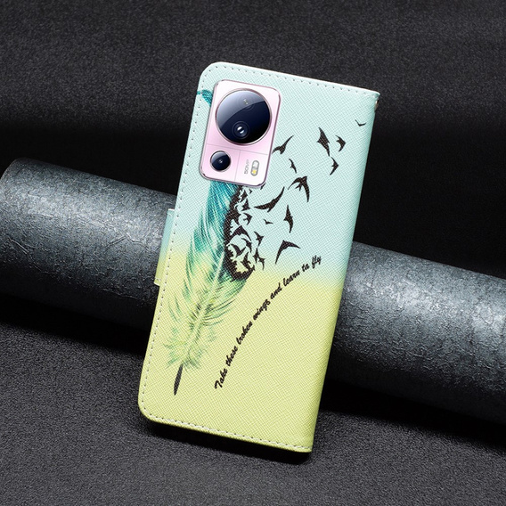 Klapkové puzdro pre Xiaomi 13 Lite, Wallet, feather, modré