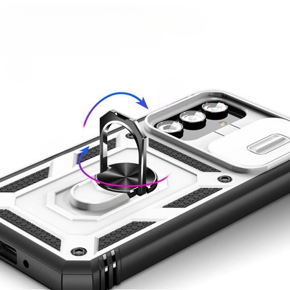 Obal na mobil pre Samsung Galaxy A54 5G, CamShield Slide, biela / čierna