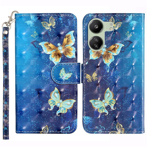 Klapkové puzdro pre Xiaomi Redmi 13C / Poco C65, Wallet, Butterflies modré
