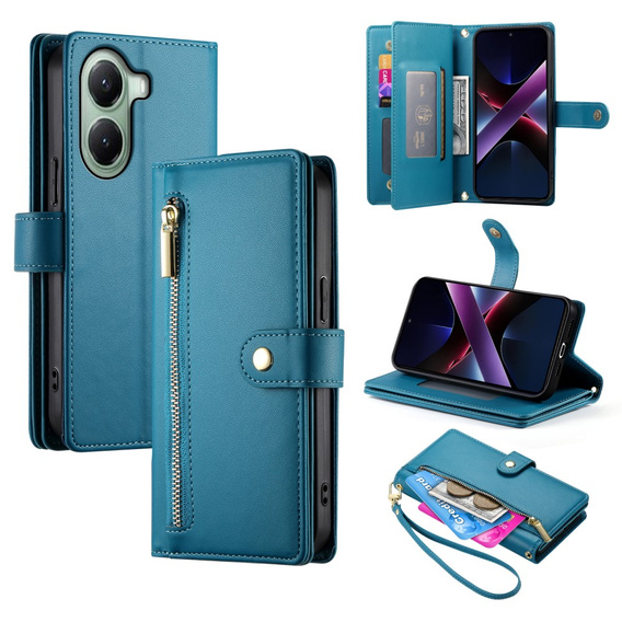 Klapkové puzdro pre Xiaomi Poco X7 Pro 5G, Wallet Zipper Pocket, modré