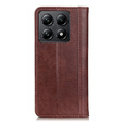 Obal na mobil pre Xiaomi 14T, Wallet Litchi Leather, hnedé