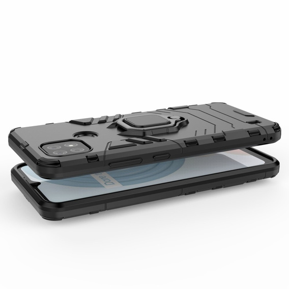 Obal na mobil pre Realme C21, Kickstand Ring, čierne
