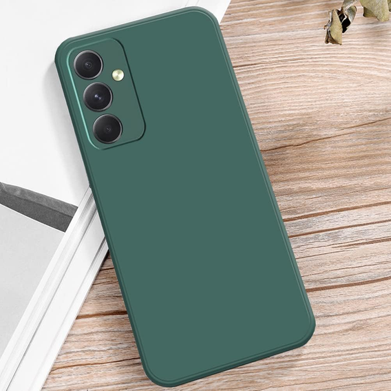 Puzdro pre Samsung Galaxy A15, Silicone Lite, tmavozelené + sklo 9H