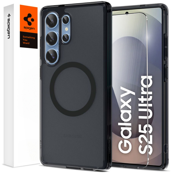 Puzdro MagSafe Spigen pre Samsung Galaxy S25 Ultra, Ultra Hybrid, matný / čierny + tvrdené sklo 9H