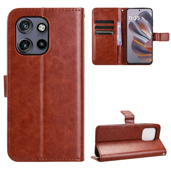 Klapkové puzdro pre Motorola Edge 50 Neo / Motorola ThinkPhone 25, Crazy Horse Wallet, hnedé