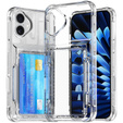 Puzdro pre iPhone 16 Plus, Card Holder Kickstand, transparentné 