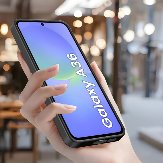 Puzdro pre Samsung Galaxy A36, Silicone Heart, čierne + tvrdené sklo 9H