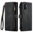 CASEME puzdro pre Samsung Galaxy A56 5G, Leather Wallet Cash and Card Slots, s remienkom, čierne