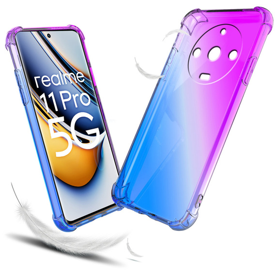 Puzdro pre Realme 11 Pro / 11 Pro +, Gradient Dropproof, Fialová / modrá
