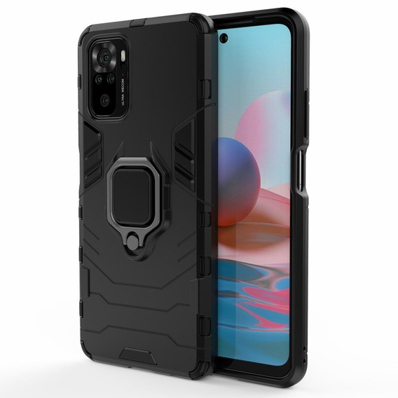 Obal na mobil pre Xiaomi Redmi Note 10/10S, Kickstand Ring, čierne