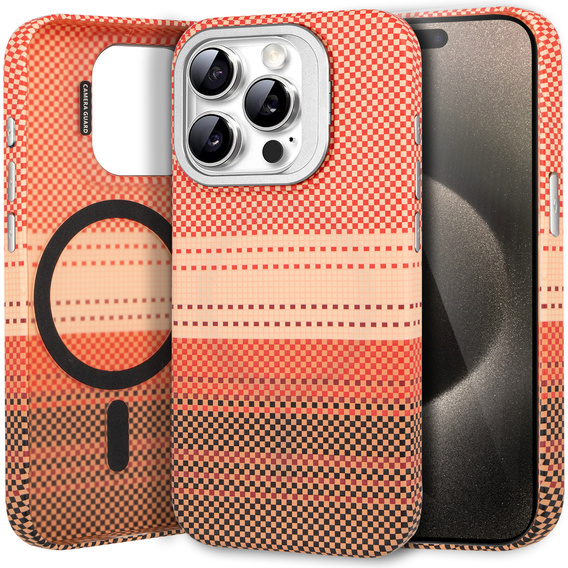 Puzdro pre iPhone 15 Pro Max, Frame Kickstand, pre MagSafe, Sunset Orange