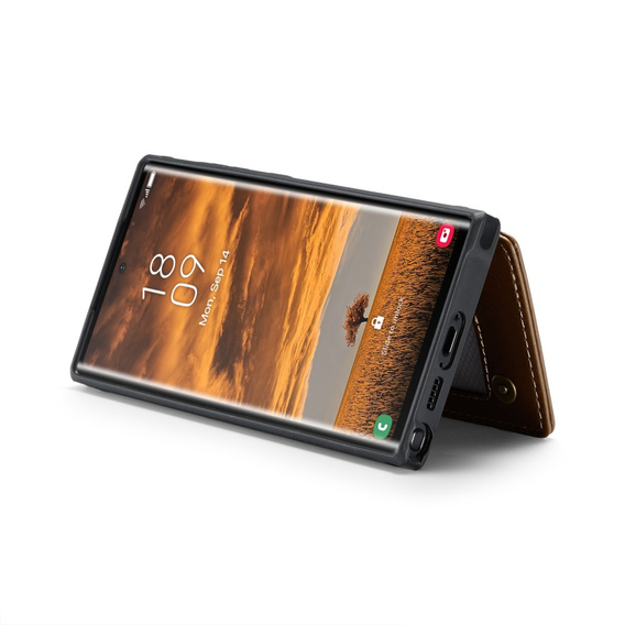 CASEME flipové puzdro pre Samsung Galaxy S25 Ultra, Litchi Wallet, hnedé