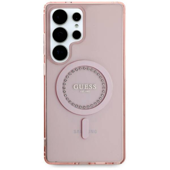 GUESS Obal na mobil pre Samsung Galaxy S25, 4G Big Metal Logo, ružové