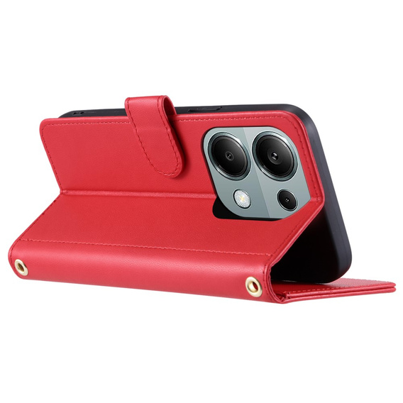 Puzdro s chlopňou pre Xiaomi Redmi Note 13 Pro 4G / Xiaomi Redmi Note 14S / Xiaomi Poco M6 Pro 4G, Rhombus Crossbody Leather, červené